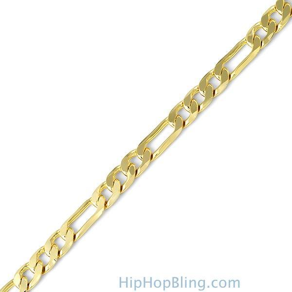 Figaro 6MM Gold Plated Bracelet HipHopBling
