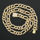 Figaro Bling Bling Chain 10MM White / Yellow Gold Yellow Gold 18" HipHopBling