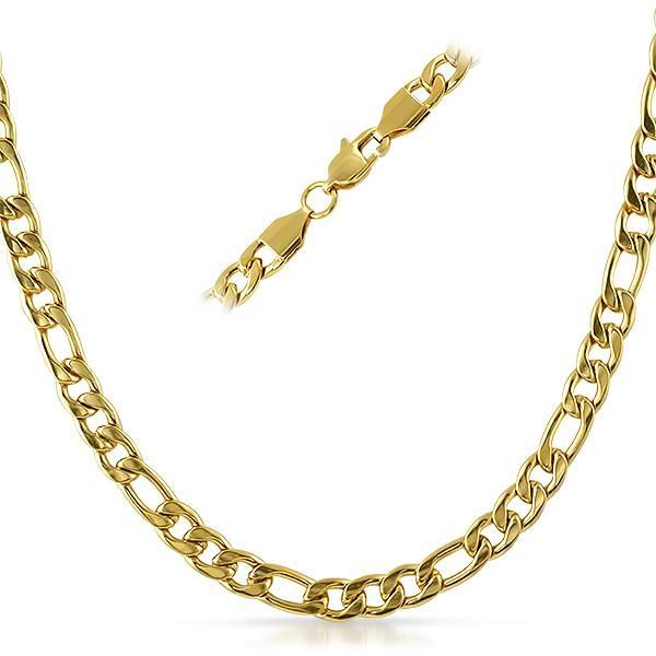 Figaro IP Gold Stainless Steel Chain Necklace 6MM 20" HipHopBling