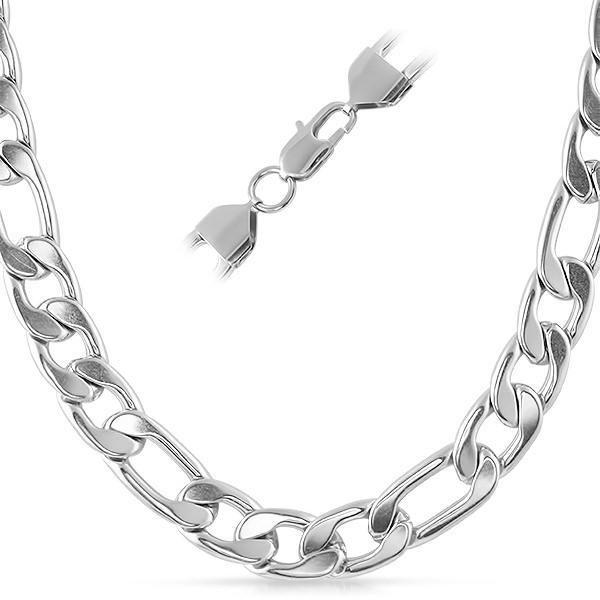 Figaro Stainless Steel Chain Necklace 12MM (24") 24" HipHopBling