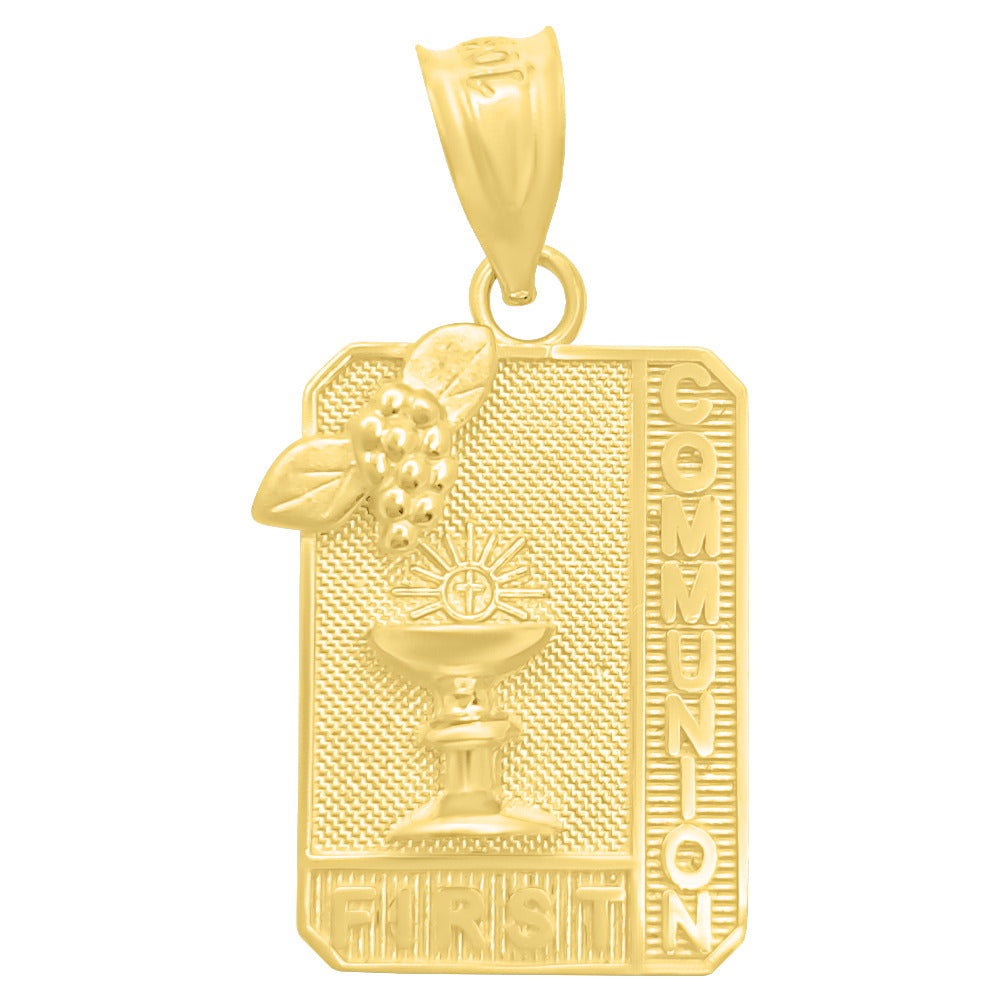 First Communion Christian 10K Yellow Gold Pendant HipHopBling