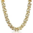 Flat Byzantine CZ Bling Bling Chain Yellow Gold 18" HipHopBling