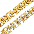 Flat Byzantine CZ Bling Bling Chain Yellow Gold 18" HipHopBling