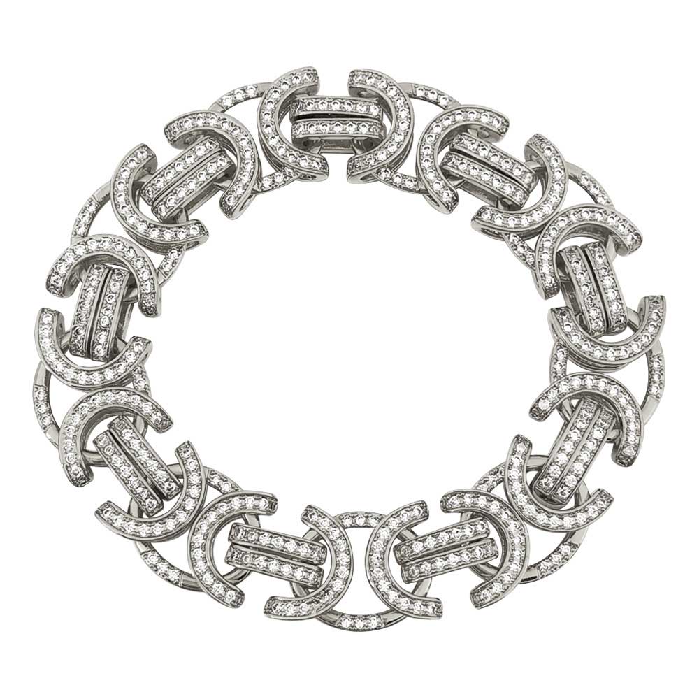 Flat Byzantine CZ Bling Bling Hip Hop Bracelet 7" HipHopBling