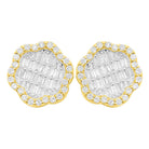Flower Baguette Diamond Earrings .37cttw 10K Yellow Gold HipHopBling