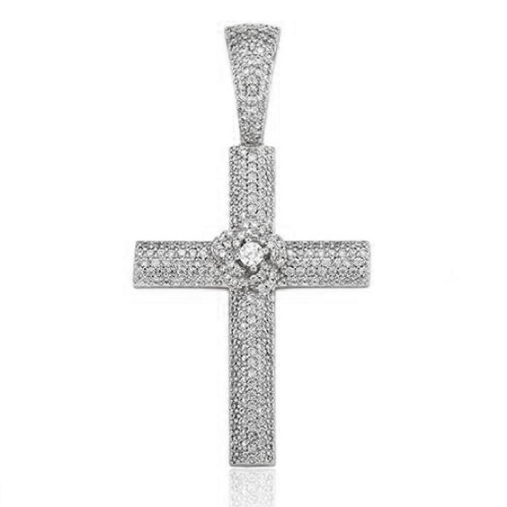 Flower Cross CZ Iced Out Hip Hop Bling Pendant Yellow Gold HipHopBling