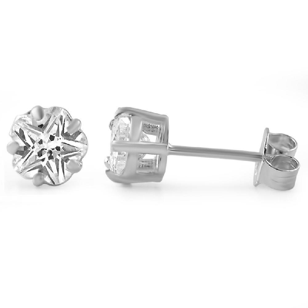 Flower Cut CZ Stud Earrings .925 Silver 4MM HipHopBling
