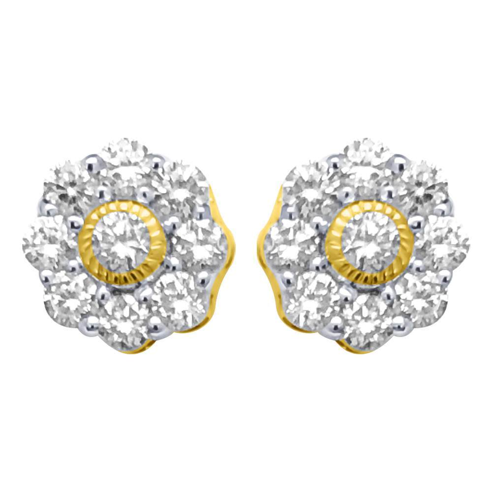 Flower Diamond Earrings .50cttw 10K Yellow Gold HipHopBling