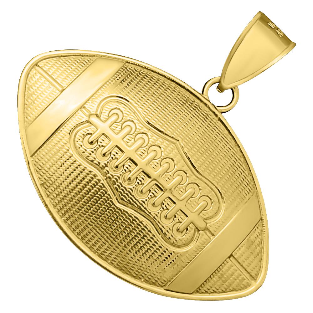 Football Sports 10K Yellow Gold Pendant HipHopBling