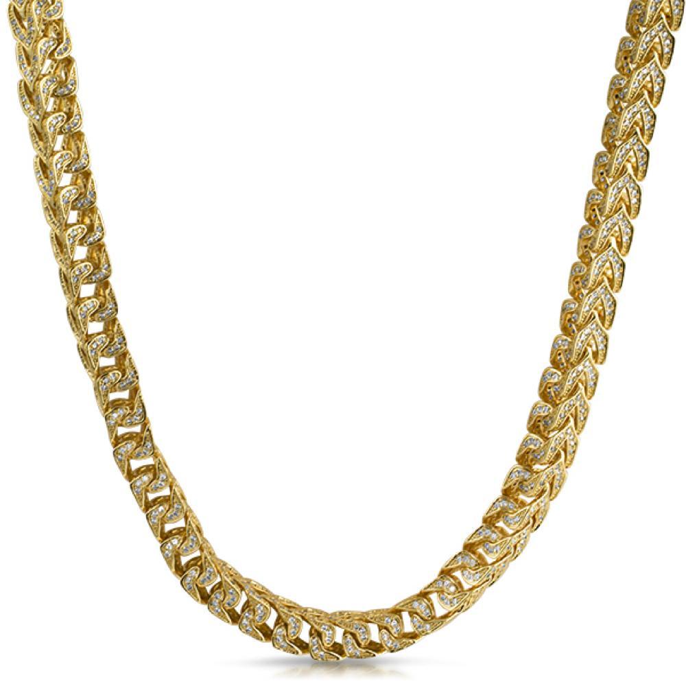 Franco CZ 8MM Wide Gold Bling Bling Chain 18" HipHopBling