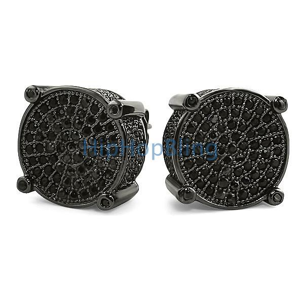 FREE Micro Pave Solitaire Black CZ Bling Bling Earrings - Shipping HipHopBling