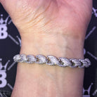 French Rope 8MM VVS CZ Iced Out Hip Hop Bracelet White Gold 8" HipHopBling