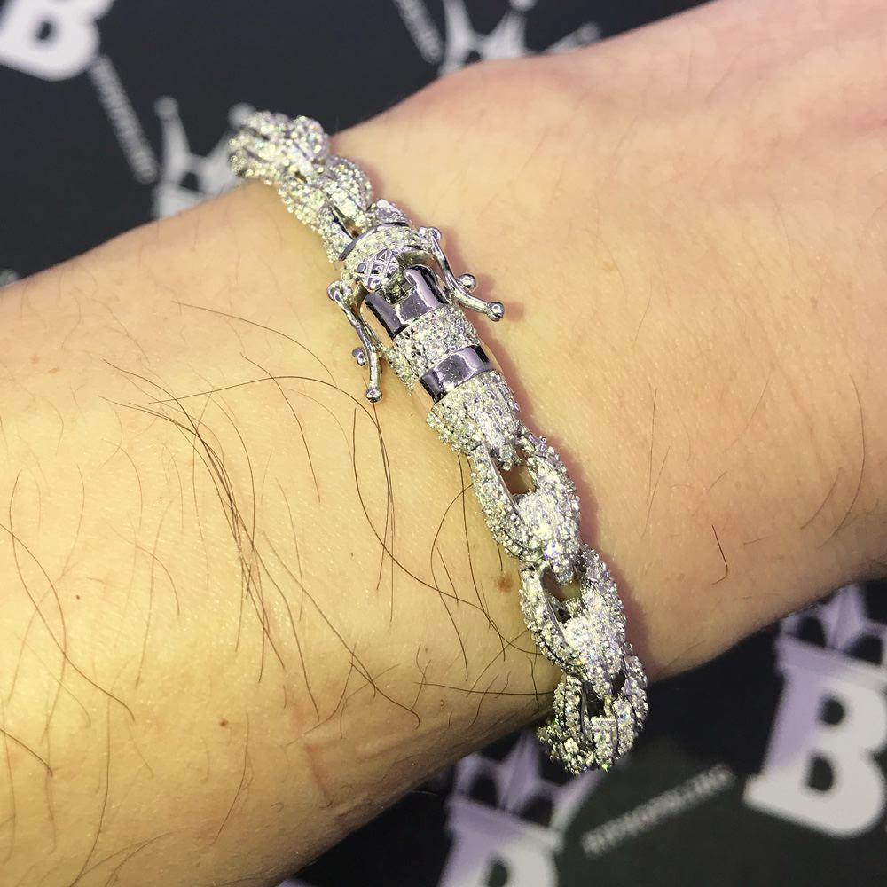 French Rope 8MM VVS CZ Iced Out Hip Hop Bracelet Yellow Gold 8" HipHopBling