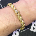 French Rope 8MM VVS CZ Iced Out Hip Hop Bracelet Yellow Gold 8" HipHopBling
