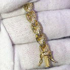 French Rope 8MM VVS CZ Iced Out Hip Hop Bracelet Yellow Gold 8" HipHopBling