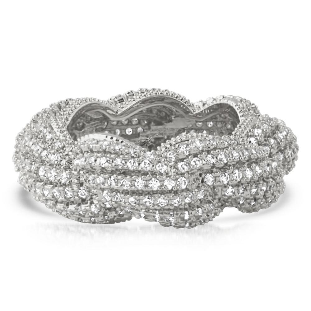 French Rope CZ Eternity Band Hip Hop Ring White Gold 7 HipHopBling
