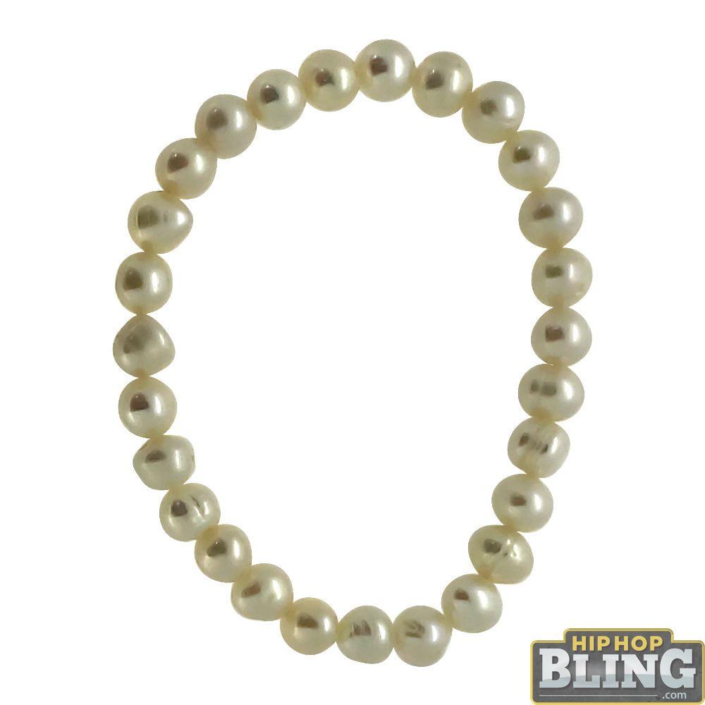 Freshwater Pearl 7MM Stretch Bracelet HipHopBling