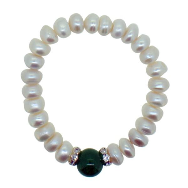 Freshwater Pearl Bracelet Green Natural Stone HipHopBling