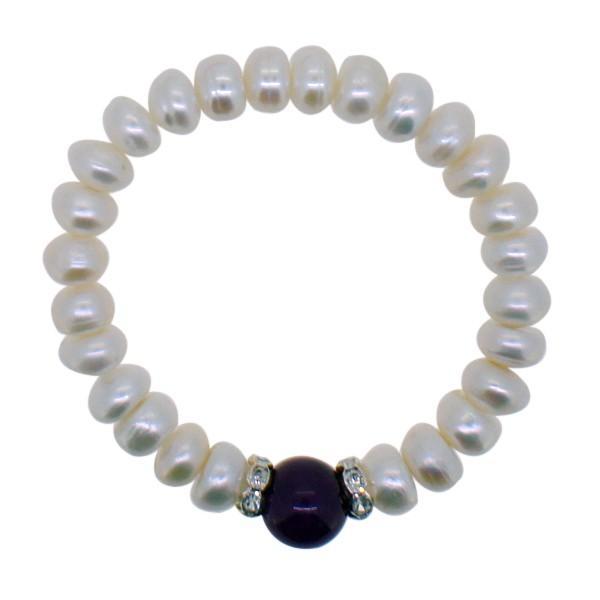 Freshwater Pearl Bracelet Purple Natural Stone HipHopBling