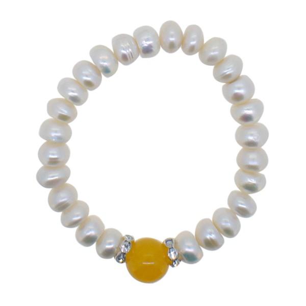 Freshwater Pearl Bracelet Yellow Natural Stone HipHopBling