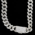 Full Baguette Cuban Hip Hop Bling Bling CZ Iced Out Chain White Gold 18" HipHopBling