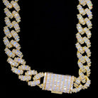 Full Baguette Cuban Hip Hop Bling Bling CZ Iced Out Chain Yellow Gold 18" HipHopBling