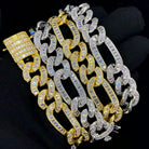 Full Baguette Figaro Hip Hop Bling Bling CZ Iced Out Chain White Gold 18" HipHopBling