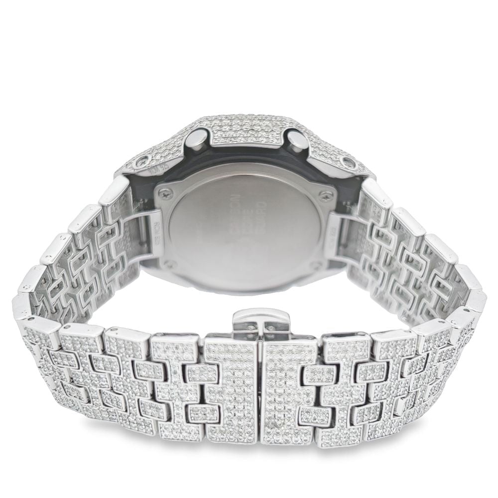 Full Bustdown 17.50 Carat VVS Moissanite Iced Out G Shock GA2100 Watch HipHopBling