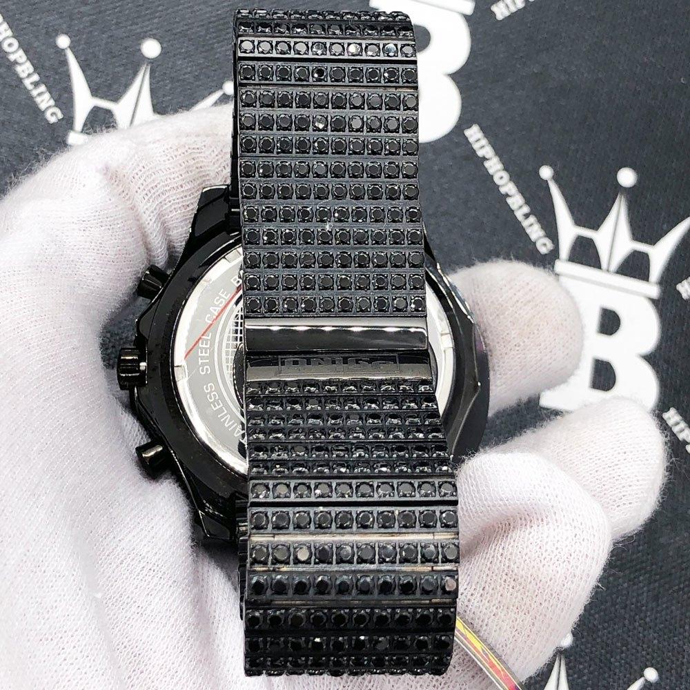Full Bustdown CZ XL Bling Bling Hip Hop Watch Black HipHopBling