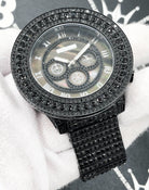 Full Bustdown CZ XL Bling Bling Hip Hop Watch Black HipHopBling