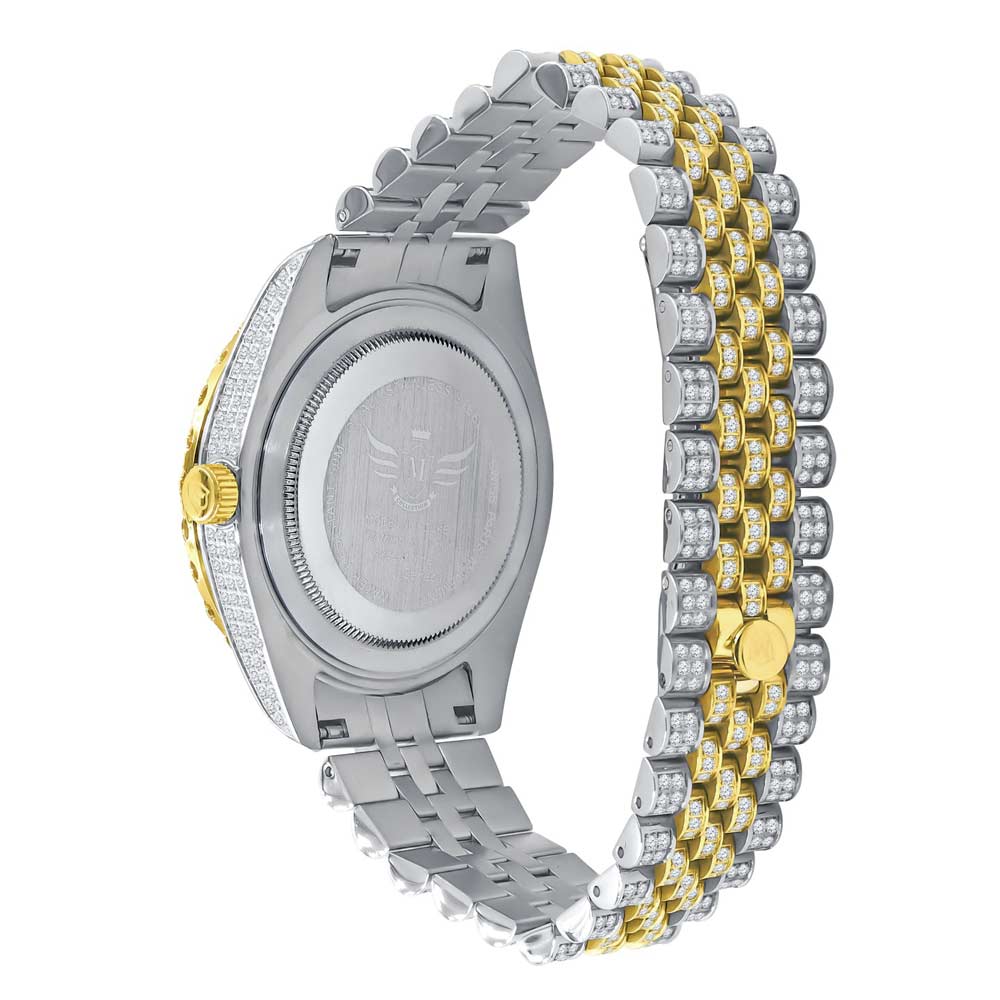 Full Bustdown Jubilee Iced Out Watch 4 Colors Yellow Gold HipHopBling