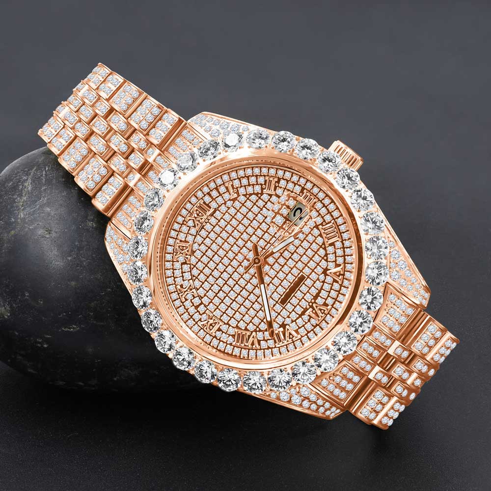 Full Bustdown Jubilee Iced Out Watch 4 Colors Yellow Gold HipHopBling