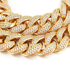 Full CZ Clasp Gold Cuban Chain 15MM Thick Yellow Gold 16" HipHopBling