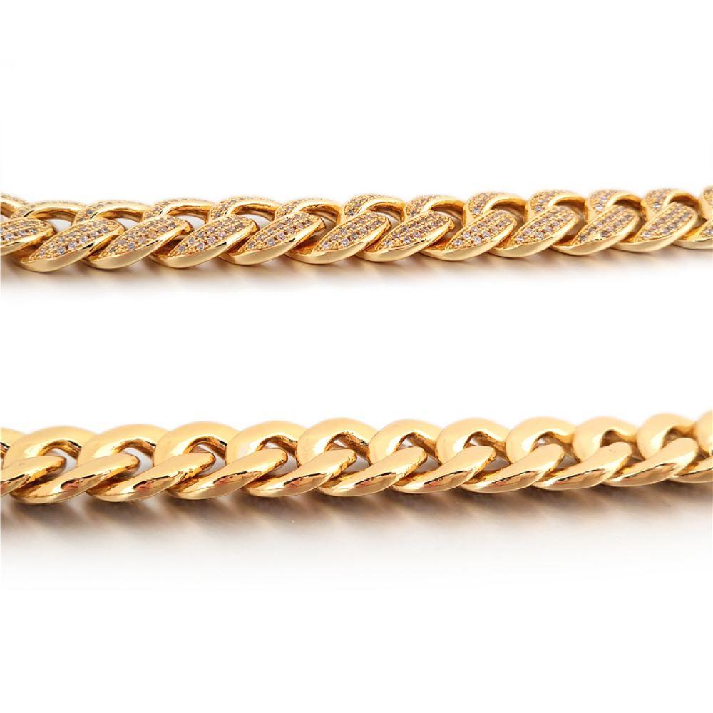 Full CZ Clasp Gold Cuban Chain 15MM Thick Yellow Gold 16" HipHopBling