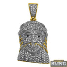 Fully Iced Out Gold Stainless Steel Medium Jesus Piece Pendant Only HipHopBling