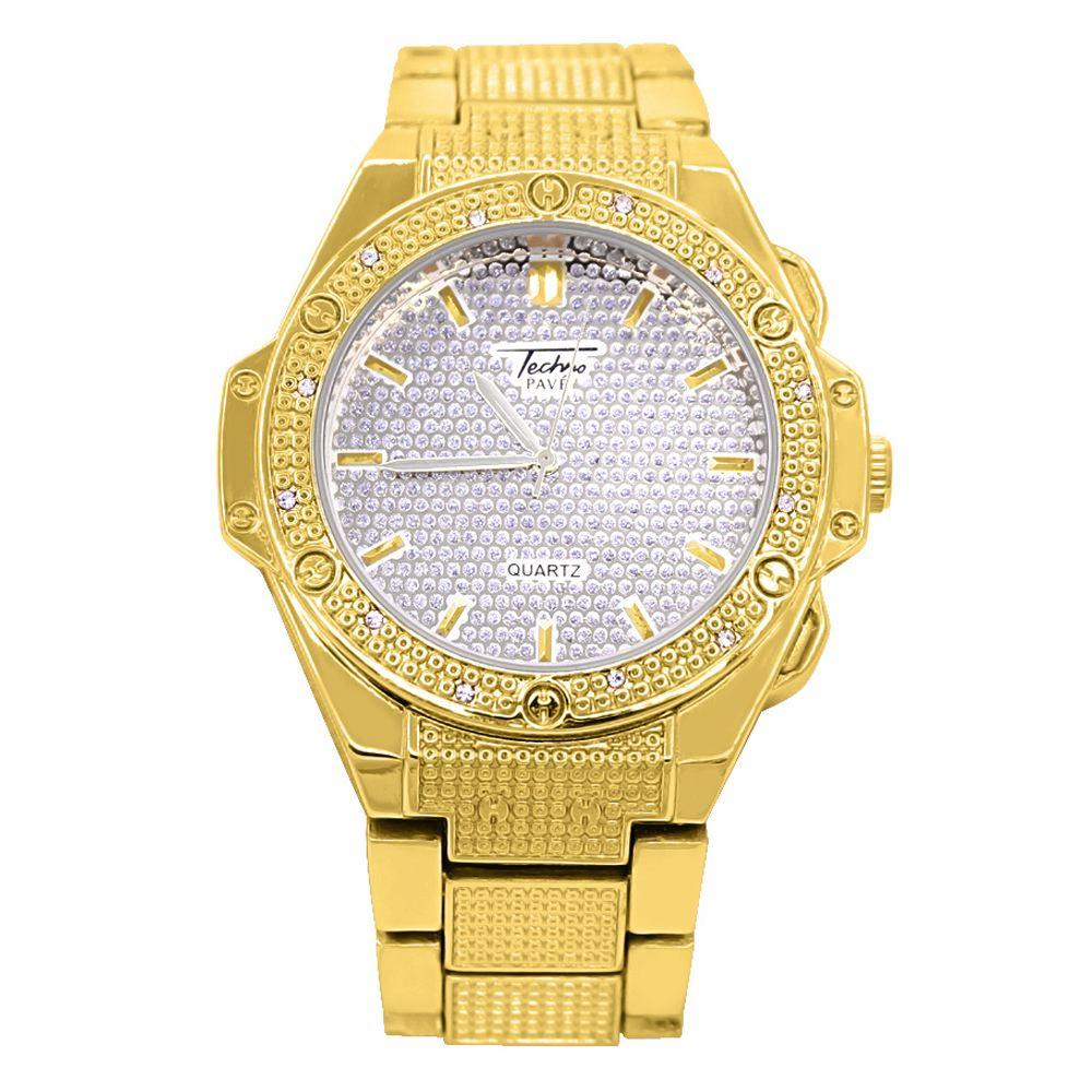 Futuristic Bling Bling Hip Hop Watch Yellow Gold HipHopBling