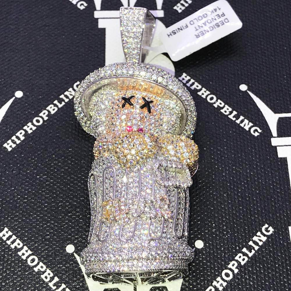 Garbage Can Man CZ Hip Hop Bling Bling Pendant White Gold HipHopBling