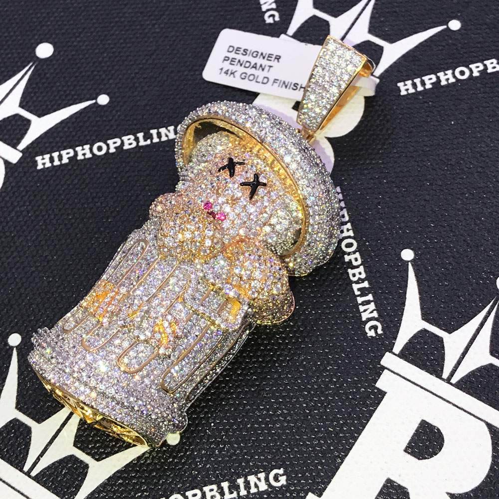 Garbage Can Man CZ Hip Hop Bling Bling Pendant White Gold HipHopBling