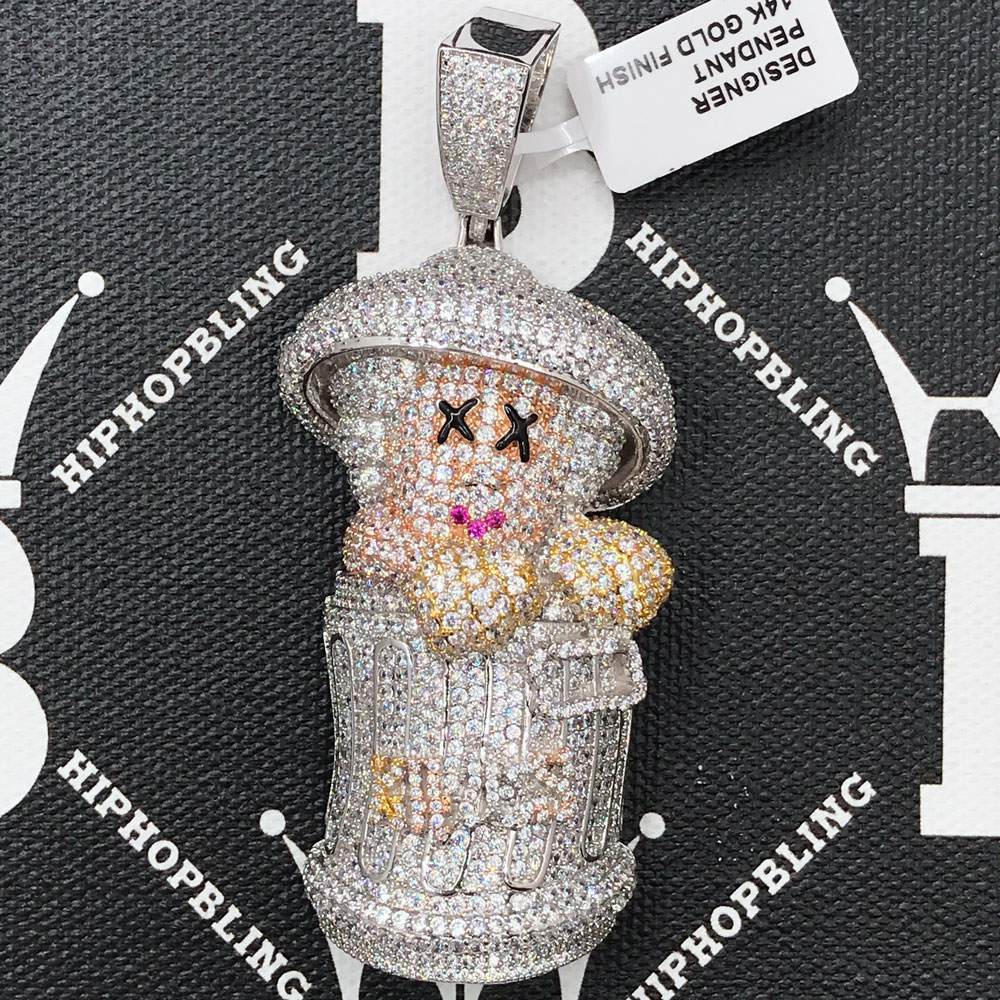 Garbage Can Man CZ Hip Hop Bling Bling Pendant White Gold HipHopBling