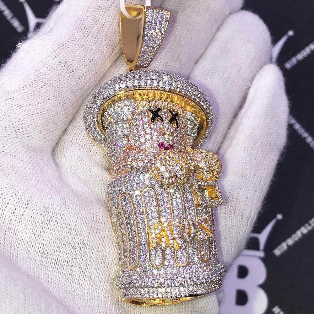 Garbage Can Man CZ Hip Hop Bling Bling Pendant Yellow Gold HipHopBling