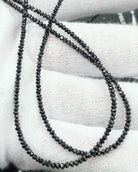 Genuine Black Diamond Solitaire Bead Chain 14K Gold 2MM 16" AA HipHopBling