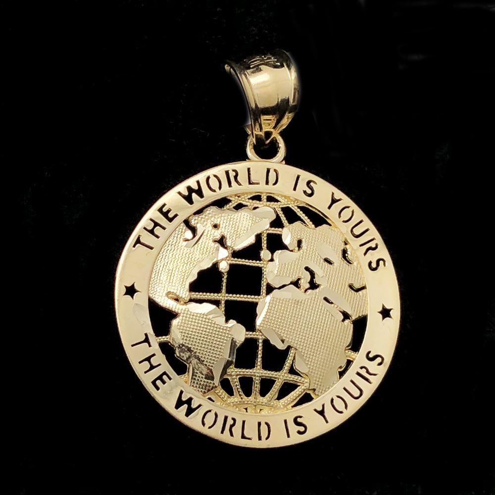Globe The World Is Yours DC 10K Yellow Gold Pendant HipHopBling