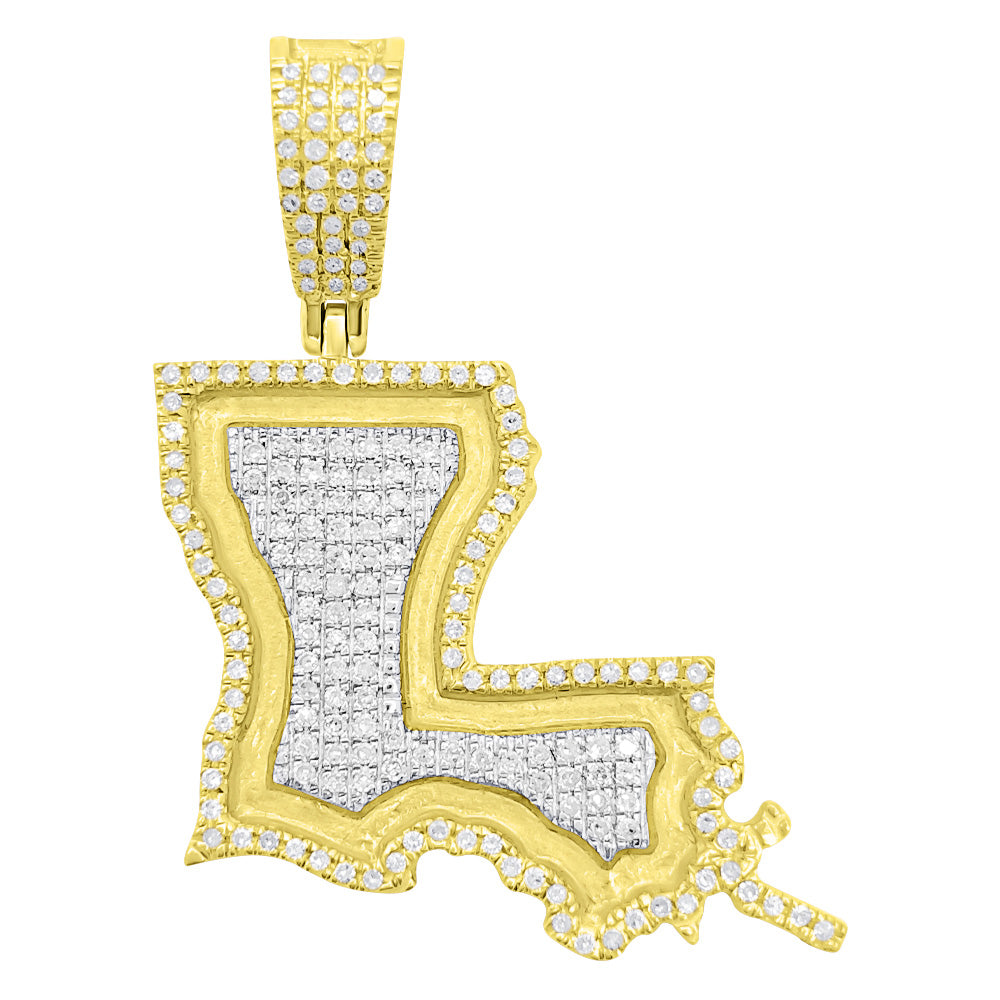 Glow in the Dark Louisiana Diamond Pendant .40cttw 10K Yellow Gold HipHopBling