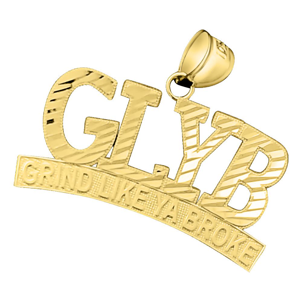 GLYB Grind Like Ya Broke 10K Yellow Gold Pendant HipHopBling