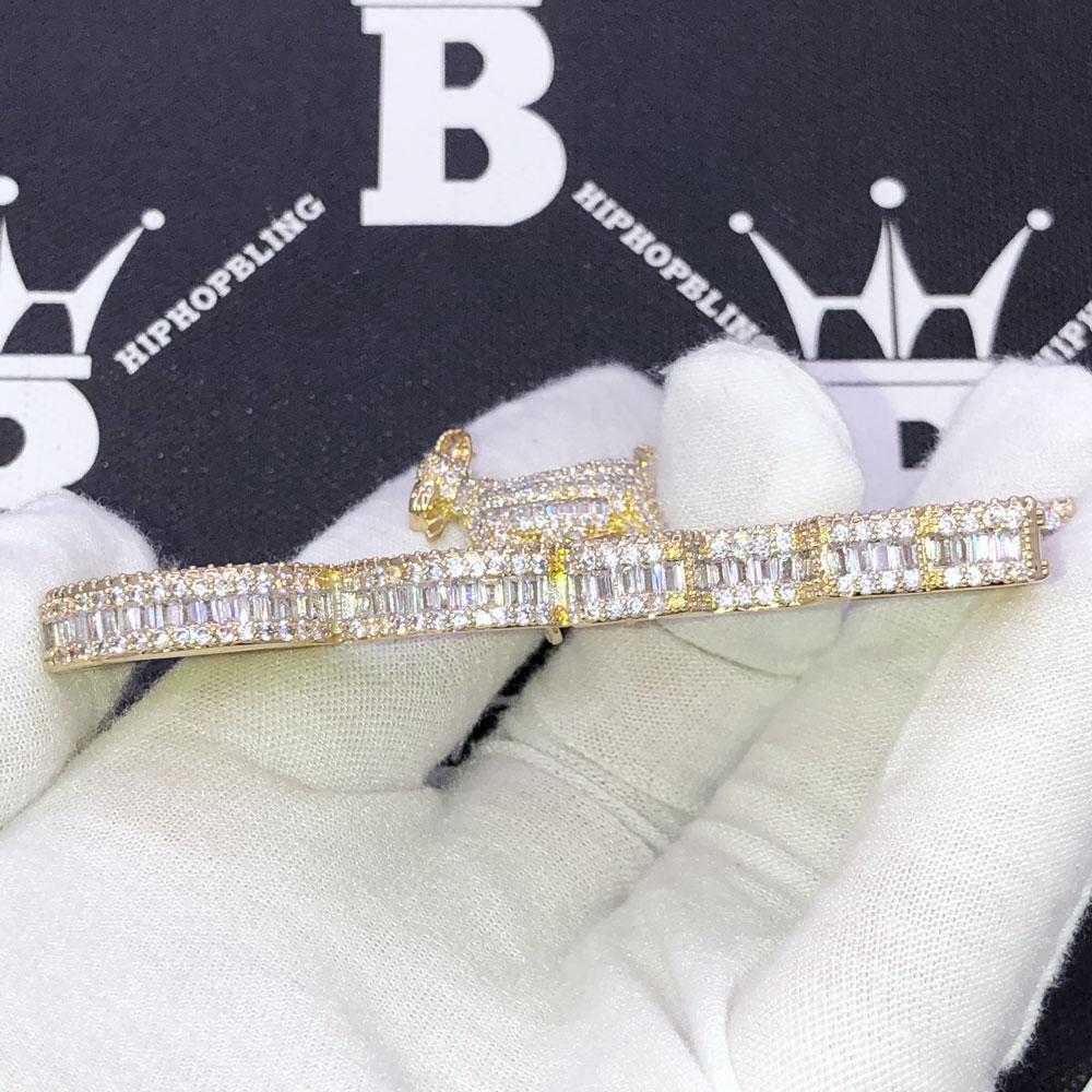 GOAT Baguette CZ Hip Hop Bling Iced Out Pendant Yellow Gold HipHopBling