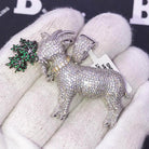 GOAT Eating Weed CZ Hip Hop Bling Bling Pendant White Gold HipHopBling