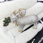 GOAT Eating Weed CZ Hip Hop Bling Bling Pendant Yellow Gold HipHopBling