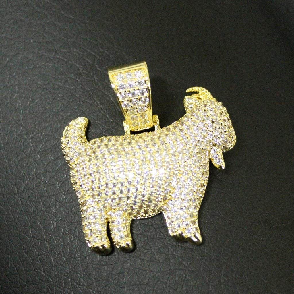 GOAT Emoji Greatest of All Time Hip Hop Pendant Gold HipHopBling