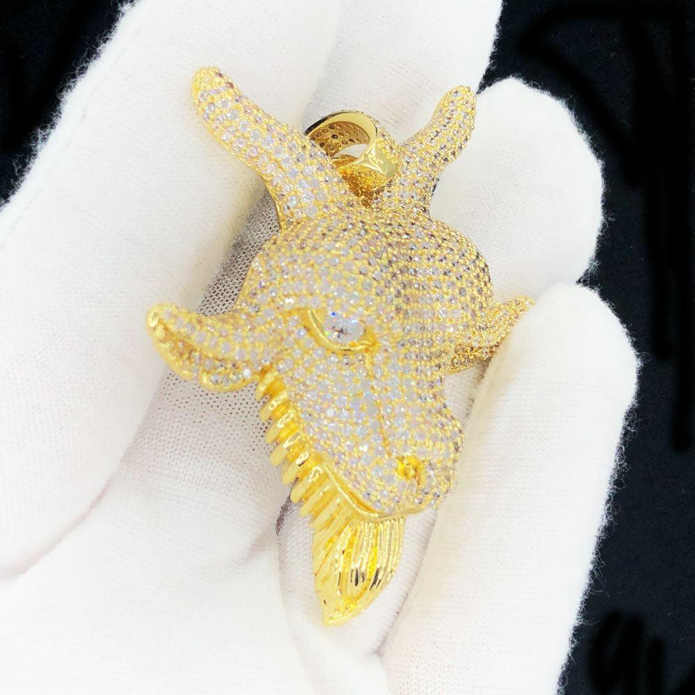 GOAT Face Iced Out Hip Hop Pendant HipHopBling
