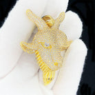 GOAT Face Iced Out Hip Hop Pendant Yellow Gold HipHopBling